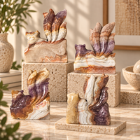 Figurine sculptée en cristal de renard à neuf queues en améthyste et agate, ornement décoratif en pierre pour la maison, le bureau et comme cadeau