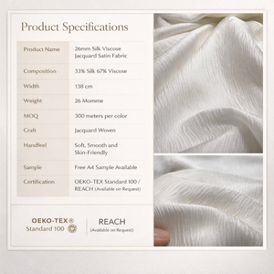 <span class=keywords><strong>ผ้า</strong></span><span class=keywords><strong>ไหม</strong></span>วิสโคสแจ็คการ์ดซาตินลายเส้นลายเปลือกไม้ สำหรับชุดเดรส เสื้อเบลาส์ และแฟชั่นหรูหรา - Product Image 2