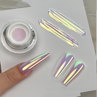Poudre holographique chromée blanche effet coussin d'air, poudre néon métallique pour ongles, poudre magique effet miroir macaron, poudre scintillante aurore