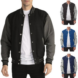 Veste de baseball varsity à manches régulières pour homme, veste en molleton formelle, hiver, unie, teinte unie - Product Image 3