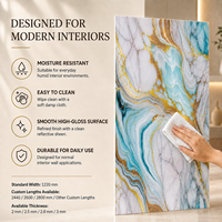 Panneau mural artistique MORLENX Aqua Blue Gold Flow UV en PVC imitation marbre pour projet d'aménagement de complexe hôtelier de luxe