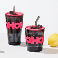 Taza de Café Portátil Moderna de Vidrio de 450 ml con Pajita Reutilizable, Apta para Alimentos, Diseño Navideño Unisex para Viajes al Aire Libre