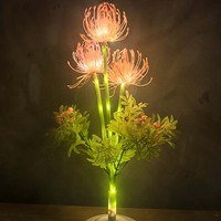 Lampe de table LED Fleur de lys araignée rouge, Lampe décorative moderne et simple à fleur artificielle, Ornement pour chambre et bureau, Veilleuse