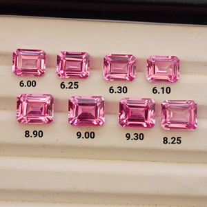 Zafiro rosa cultivado en laboratorio, corte esmeralda, piedra suelta de calidad premium, tamaño calibrado, piedra de zafiro rosa para la fabricación de joyas. - Product Image 2