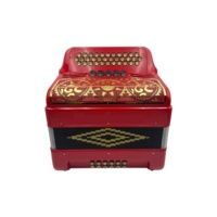 SEASOUND OEM JB3412D Accordéon Diatonique Professionnel Rouge avec Grille Dorée et Boutons Dorés 34 Boutons 12 Basses 5 Enregistrements