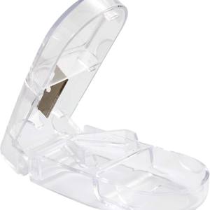 Caja de plástico transparente para cortar medicamentos para personas mayores, dispositivo portátil para dividir medicamentos con cortador de acero inoxidable - Product Image 1