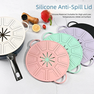 Almohadilla de silicona para vaporera con asas antiescaldaduras, resistente al calor, colgable, antiderrames, tapa de olla, bandeja de drenaje reutilizable para vaporera - Product Image 6
