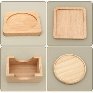 Wholesale Non-Slip Cup Mat Wooden <b>Coasters</b> with Engraving Logo <b>Drink</b> <b>Coasters</b> Walnut Bamboo Custom Logo Round Blank Gift Box - Product Image 5