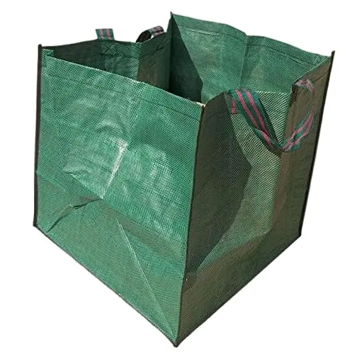 Tas halaman taman persegi dapat digunakan kembali tas sampah daun lipat tas limbah daun taman kolam rumput dengan pegangan ganda