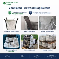 Sac de transport pour bois de chauffage 1000 kg, en toile maillée ventilée, Jumbo FIBC, résistant aux UV, réutilisable, robuste, vente en gros