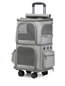 الشركة المصنعة مزدوجة مقصورة ناقلات الحيوانات الأليفة انفصال المحمولة طوي حقيبة الحيوانات الأليفة ل 2 القطط السفر مع عجلات المتداول - Product Image 5