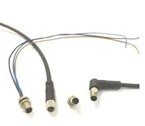 Conector de cable M5 hembra macho recto, conector moldeado en ángulo, impermeable, 3, 4 pines, m5