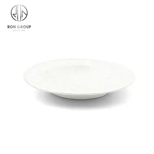 Modern Designed Porcelain Food Plate Hotel Banquet Dinnerware Fine Dining Creative White Ceramic Soup Plate Restaurant Dishes