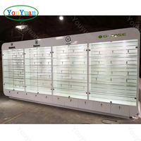 Vitrine murale pour téléphone portable avec logo personnalisé OEM, vitrine en verre LED pour accessoires électroniques, magasin d'accessoires électroniques