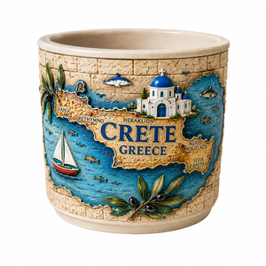 Maceta Decorativa de Resina con Mapa de Creta, <span class=keywords><strong>Grecia</strong></span>, con Orificio de Drenaje, Diseño para Plantas Suculentas, Adorno para Jardín y Hogar - Product Image 2