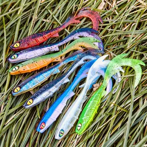 Leurre de pêche Spinpoler Long Wavy Curltail Grub 9,5 cm, leurre souple bicolore pour la pêche au bar, à la perche, à la truite et en eau salée - Product Image 5