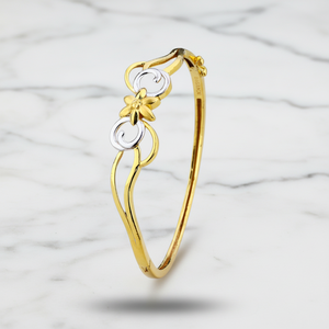 Bracelet élégant plaqué or à motif floral pour femmes avec détails bicolores, bijoux de mode légers et élégants - Product Image 2