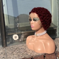 Perruque Pixie Cut Wig cheveux humains bouclés Bob, Perruque Pixie courte, noeuds blanchis, dentelle frontale, 13x4, Perruque Pixie avec cheveux de bébé