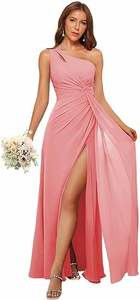 2025 שמלת שושבינה קיץ שמלת כתף אחת ללא שרוולים שמלה ארוכה שמלה - Product Image 6