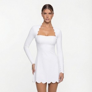 Conjunto de Tenis OEM para <span class=keywords><strong>Mujer</strong></span>, Manga Larga, Cuello Cuadrado con Volantes, Falda Ajustada con Relleno Antichoque, Nailon y Spandex, para Golf, Yoga y Gimnasio - Product Image 3
