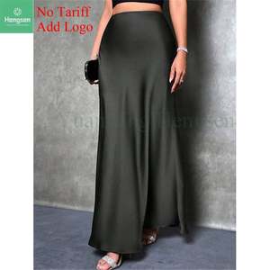 Jupe longue en satin pour femmes, taille haute, solide, sur mesure, robe portefeuille élégante en soie pour femmes - Product Image 4