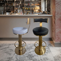 Nouvelle Annonce Mobilier d'Hôtel Moderne Or Métal Pivotant Rembourré Dossier Chaise Comptoir Tabourets De Bar De Luxe