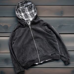 Sudadera con capucha reversible de doble capa de algodón French Terry de 500 g, estilo boxy oversize, con efecto descolorido por el sol y cremallera, personalizada - Product Image 1