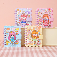 Carnet spirale A7 Kawaii Dessert Park, 80 feuilles, couverture autocollante couleur, bord ondulé, papeterie scolaire pour étudiants, vente en gros