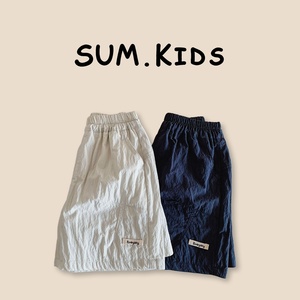 Shorts Garçon Été 2026 Nouveau Style Enfants Couleur Unie Taille Standard Tissu Fin Style Coréen Taille Mi-Haute Mélange Coton - Product Image 3