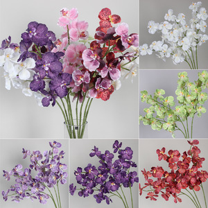 Fleur d'orchidée artificielle en soie, branche unique, 9 têtes, Phalaenopsis, décoration de mariage, décoration de la maison, accessoires de photographie en extérieur - Product Image 4