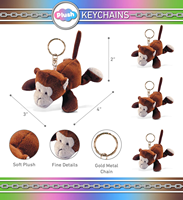 Mignon porte-clés singe en peluche, mini accessoire de sac, jouet doux et de collection