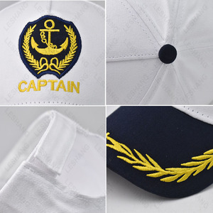 Nouvelle casquette de baseball en coton blanc à 5 panneaux avec logo brodé personnalisé, casquette de capitaine de yacht, bateau, <span class=keywords><strong>marin</strong></span>, pour hommes et femmes - Product Image 4