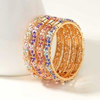 Gelang Bunga Enamel Berlapis Emas Paduan Logam Berhiaskan Rhinestone Gelang Bunga Berwarna-warni Perhiasan Vintage untuk Wanita Grosir