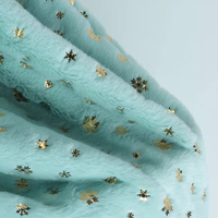 DDP recyclé usine de haute qualité lapin cheveux feuille or tissu flocon de neige motif, gros polyester polaire tissu