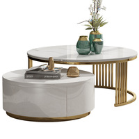 Mobilier de maison moderne de luxe, table basse extensible avec cadre en acier inoxydable doré