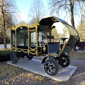 Карета-катафалк с прозрачным стеклянным верхом, черная, в викторианском стиле, на конной тяге - Product Image 4