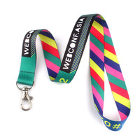 Lanyard Polyester Sublimasi Custom dengan Lobster Clasp, Cetak Logo Warna, Tali Leher, Tempat Kartu ID untuk Konferensi/Acara