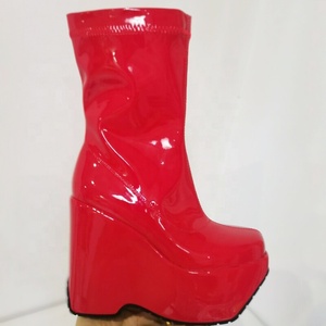 Trend Stretch Fabric Half Knee High Platform <b>Boots</b> Women Wedge Heels Shoes Side Zipper Calf Booties Ladies - Product Image 6