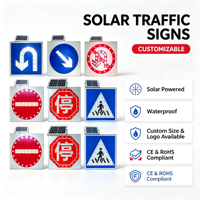 Panneau de signalisation routière à LED solaire, étanche, panneau d'avertissement de sécurité routière, panneau de signalisation routière solaire réfléchissant personnalisé pour la construction de routes