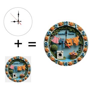 Round Wooden <b>Wall</b> <b>Clock</b> 25x25Cm <b>Silent</b> Non Ticking Farmhouse Home Living Room Decor - Product Image 6