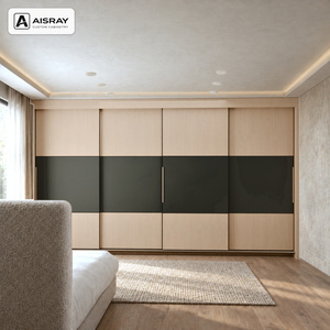 Armoire <span class=keywords><strong>coulissante</strong></span> <span class=keywords><strong>sur</strong></span> <span class=keywords><strong>mesure</strong></span> en mélamine avec trois tiroirs, finition chêne naturel et panneaux d'accentuation anthracite - Product Image 1