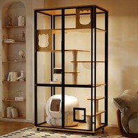 Personnalisable Grand Bac à Litière Automatique Panoramique LED Plusieurs Villas Pour Chats Balcons Chambres Pour Chats En Verre Grand Espace Cage