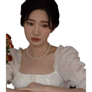 สร้อยคอไข่มุกน้ำจืดธรรมชาติของผู้หญิงคลาสสิกพร้อมเครื่องประดับสร้อยคอแบบห่วงโซ่กระดูกไหปลาร้าดีไซน์หรูหราน้ำหนักเบา - Product Image 5