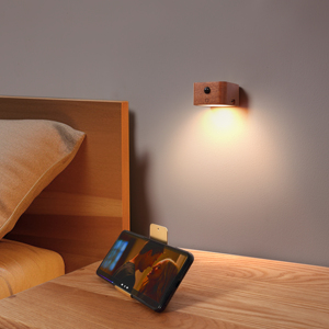 Lampada da Tavolo Notturna Personalizzata in <span class=keywords><strong>Legno</strong></span> di <span class=keywords><strong>Noce</strong></span>, Decorazione da Parete per Casa e Stanza, Moderna, Ricaricabile, Luce Calda con Cambio Colore - Product Image 5
