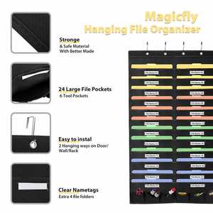 24-Pocket Premium Hanging <b>File</b> <b>Folders</b> Organizer 6-Door Foldable Wall-Mount Storage Charts for Office Paper Filing Magazine - Product Image 3