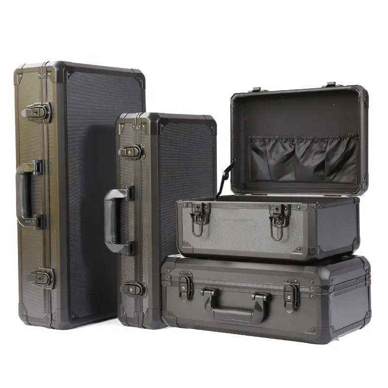 Ningbo üreticisi özel boyut ağır alüminyum taşıma kutusu bavul taşıma çantası depolama alet çantası özel köpük ile