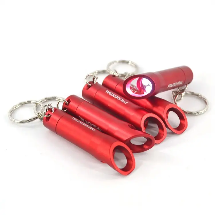 LINLI Gantungan Kunci Obor 3 LED Aluminium Merah, Promosi Perusahaan Asuransi