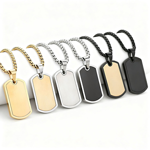 Collar de Barra Personalizado al por Mayor, Chapado en Oro, Grabado, DIY, <span class=keywords><strong>para</strong></span> Hombre, de Acero Inoxidable, con Colgante Geométrico Tipo Placa de Identificación - Product Image 1