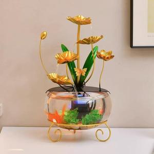 Acuario redondo de lujo con fuente de agua corriente para el hogar, oficina, escritorio, decoración, regalo. - Product Image 4