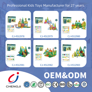 Chengji Gemmic tessere magnetiche per imparare blocchi da costruzione magnetici educativi colorati con stelo della foresta animale - Product Image 6